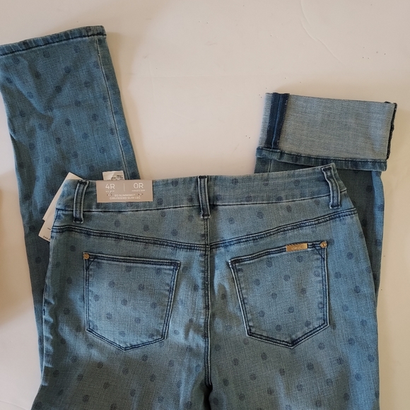 New Chicos SOFT Slimming Blue Dotted Girlfriend Crop Jeans Size 4 - Picture 3 of 4